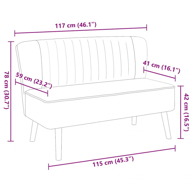 Sofa 117x55,5x77 cm, zielony materiał