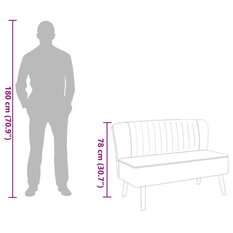 Sofa 117x55,5x77 cm, żółty materiał