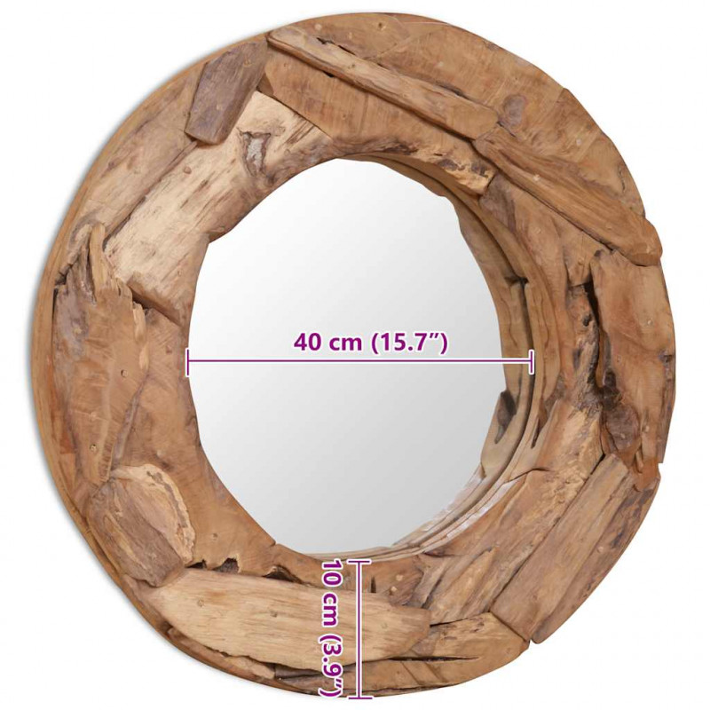 Lustro dekoracyjne, drewno tekowe, 60 cm, okrągłe