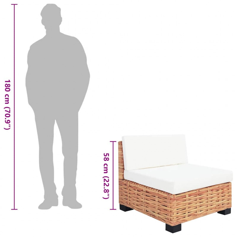 Zestaw wypoczynkowy, 27 elementów, naturalny rattan