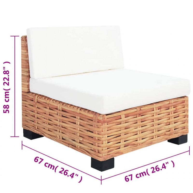 Zestaw wypoczynkowy, 18 elementów, naturalny rattan