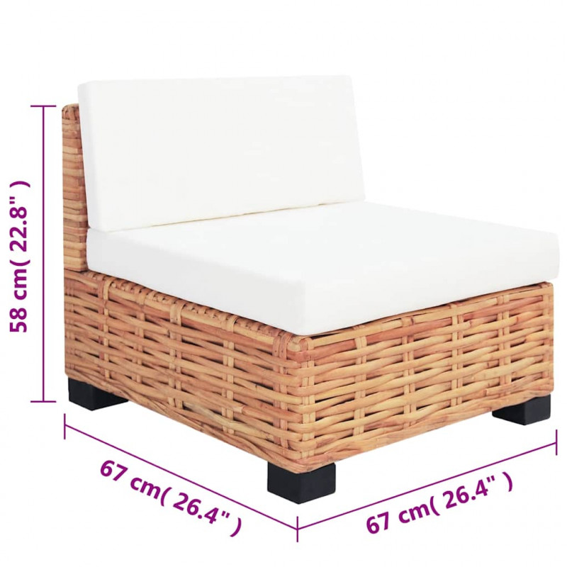 Zestaw wypoczynkowy, 14 elementów, naturalny rattan