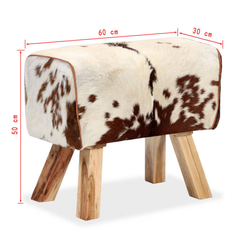 Taboret z prawdziwej koziej skóry 60 x 30 x 50 cm