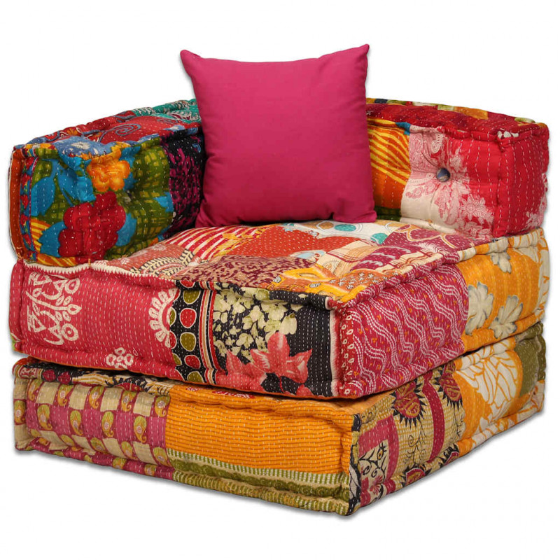 Puf modułowy, 4-osobowy, patchwork, tkanina