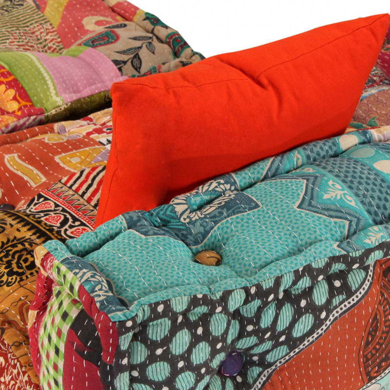 Puf modułowy, 3-osobowy, patchwork, tkanina