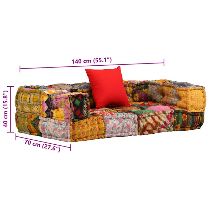 Puf modułowy, 2-osobowy, patchwork, tkanina
