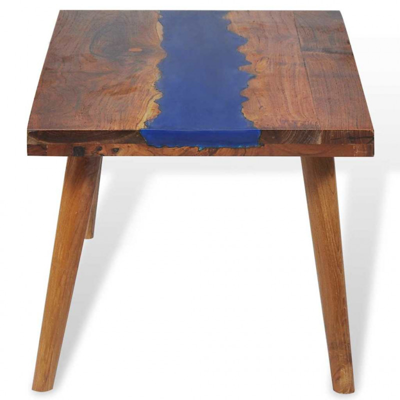Stolik kawowy z drewna tekowego i żywicy, 100 x 50 x 40 cm