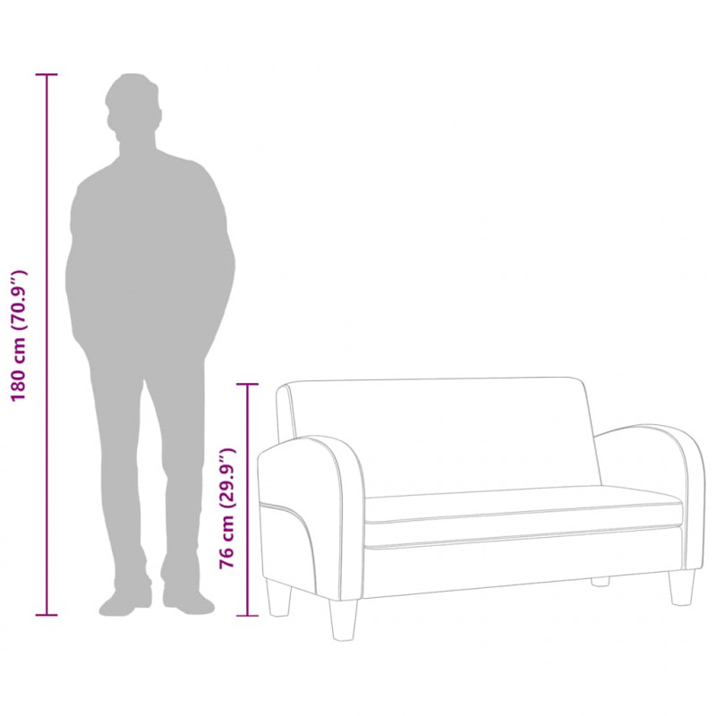 Sofa 2-osobowa ze sztucznej skóry zamszowej, brązowa