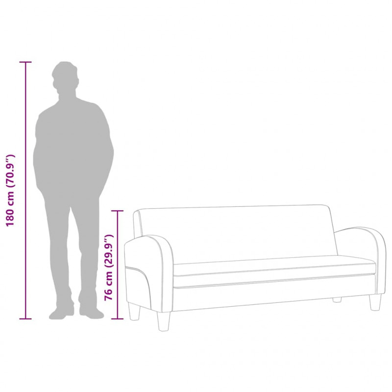 Sofa 3-osobowa ze sztucznej skóry zamszowej, brązowa