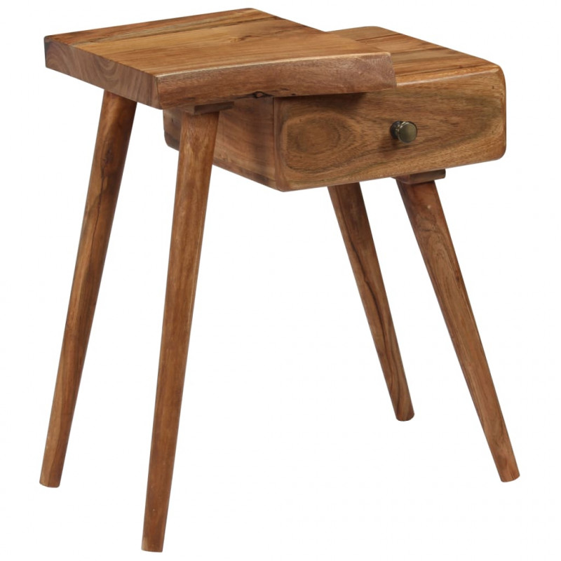 Stolik nocny z litego drewna akacjowego, 45 x 32 x 55 cm