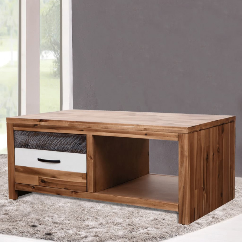 Stolik kawowy z litego drewna akacjowego, 90x50x37,5 cm