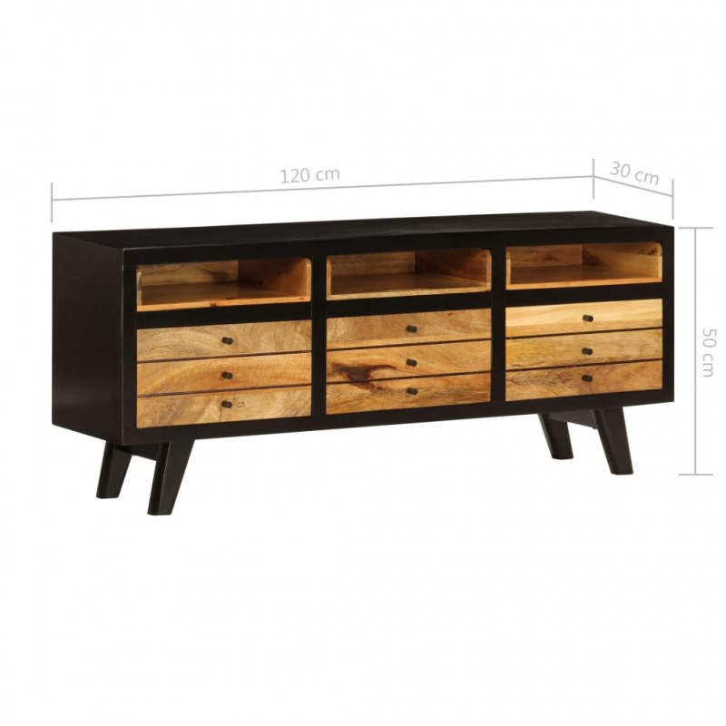 Szafka pod telewizor z litego drewna mango, 120 x 30 x 50 cm