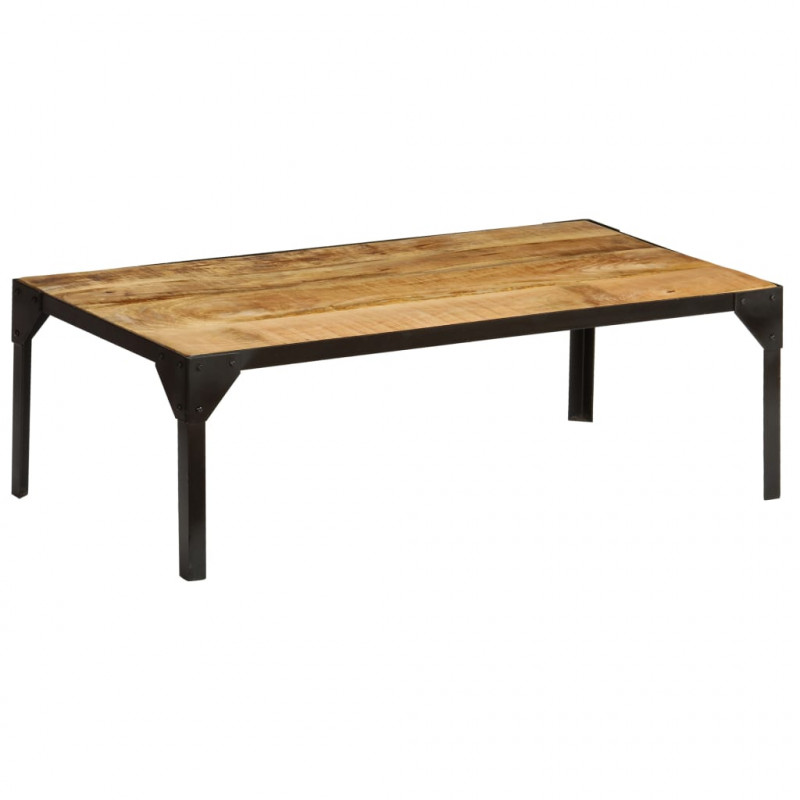 Stolik kawowy, surowe drewno mango i stal, 110 cm