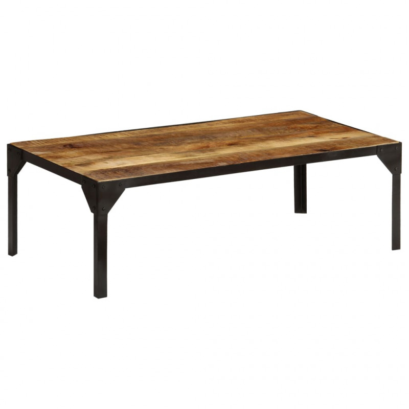 Stolik kawowy, surowe drewno mango i stal, 110 cm