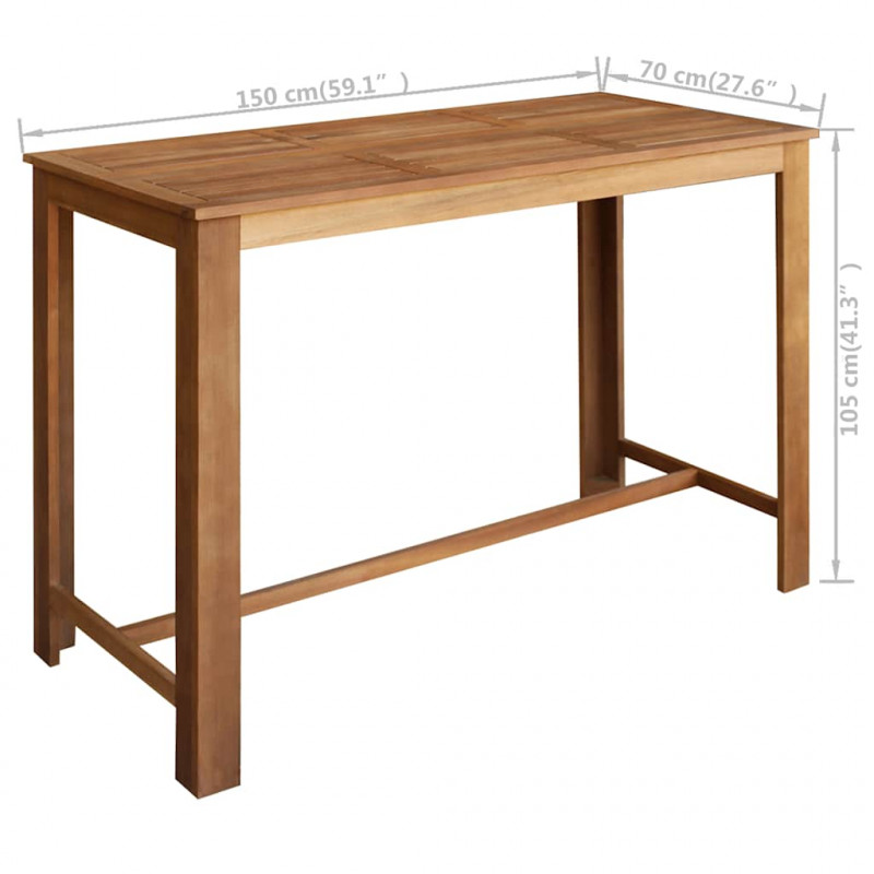 Stolik barowy z litego drewna akacjowego, 150 x 70 x 105 cm