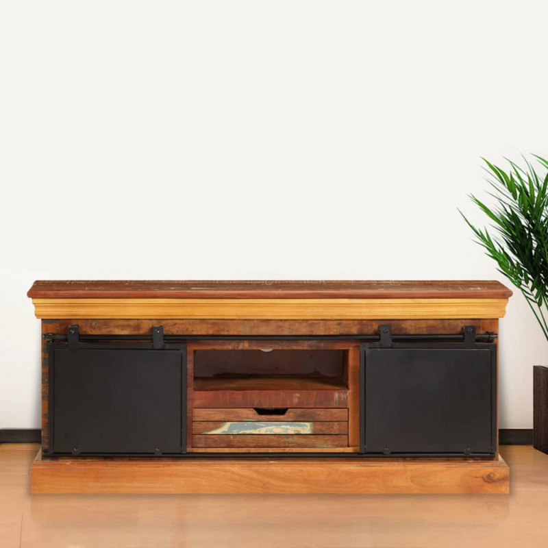 Szafka pod TV, 110x30x45 cm, lite drewno odzyskane