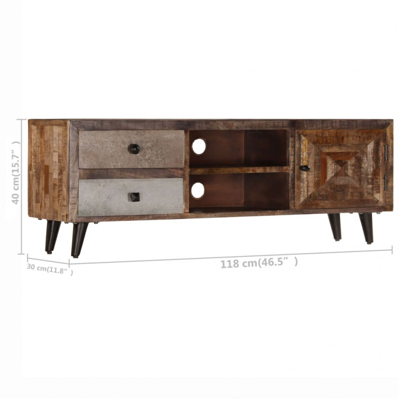 Szafka pod TV, 118x30x40 cm, lite drewno mango