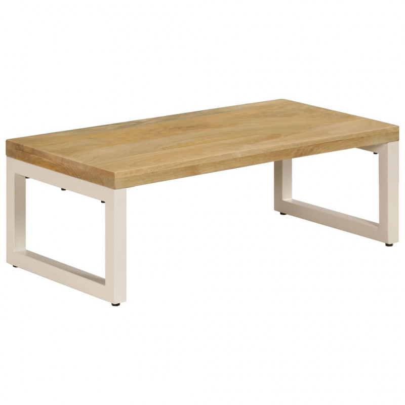 Stolik kawowy, 100x50x35 cm, lite drewno mango i stal