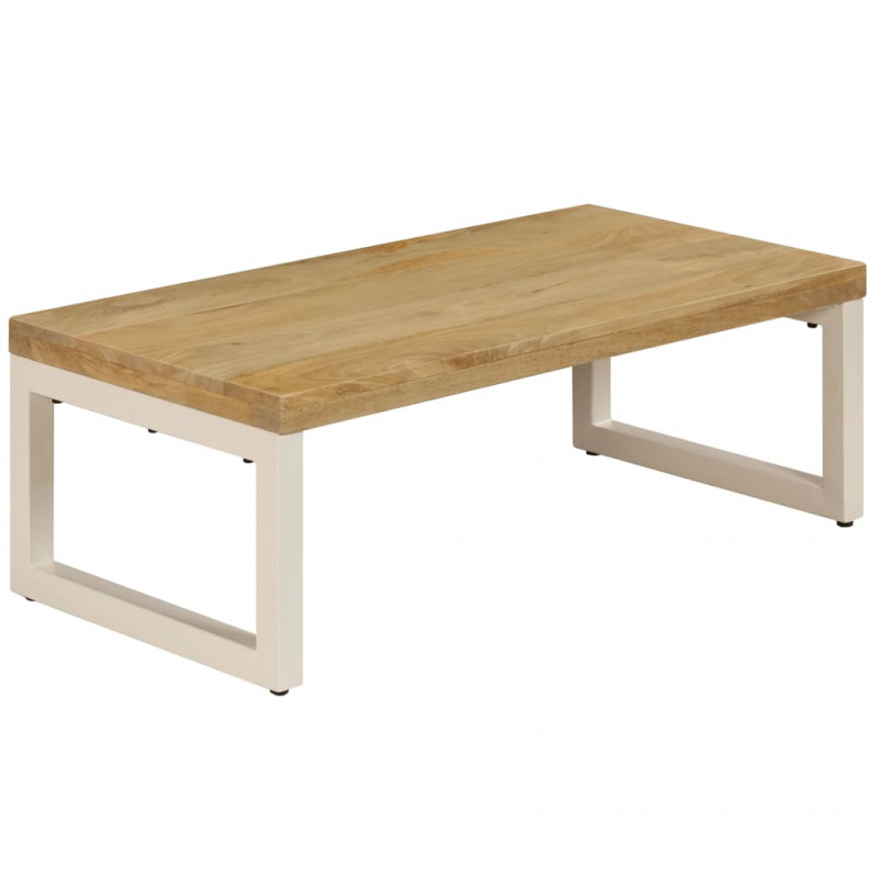 Stolik kawowy, 100x50x35 cm, lite drewno mango i stal