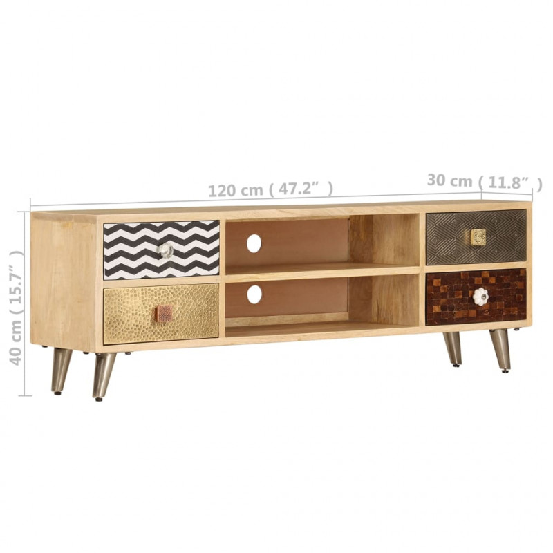 Szafka pod TV, 120x30x40 cm, lite drewno mango