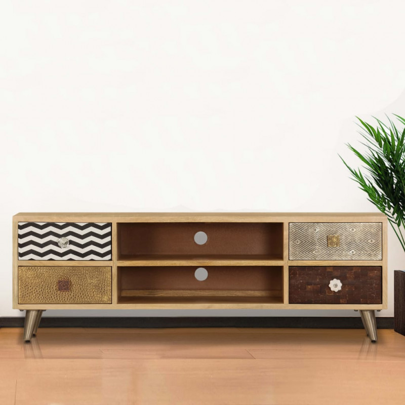 Szafka pod TV, 120x30x40 cm, lite drewno mango