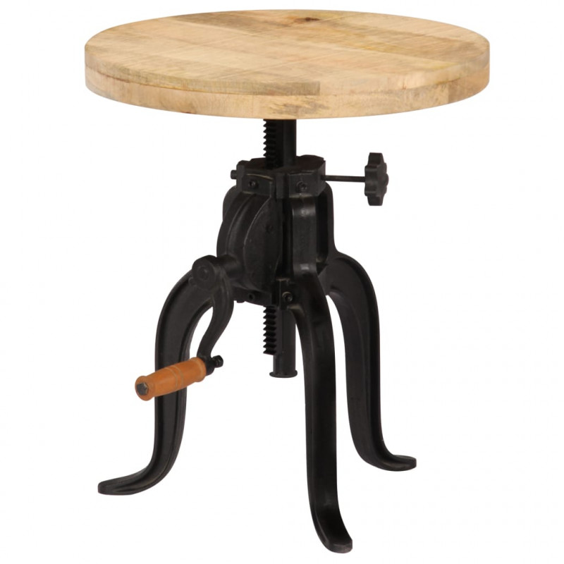 Stolik boczny, 45x (45-62) cm, lite drewno mango i żeliwo