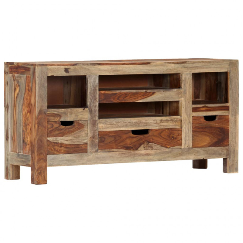 Szafka, szara, 100x30x50 cm, z litego drewna sheesham