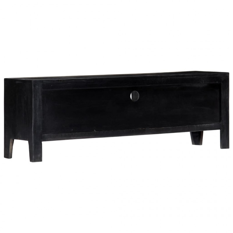 Szafka pod TV, czarna, 118 x 30 x 40 cm, lite drewno mango
