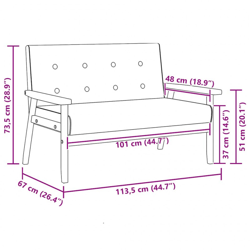 2-osobowa sofa, czarna, sztuczna skóra