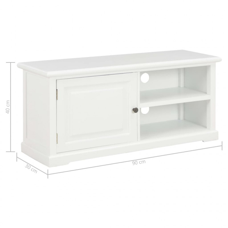 Szafka pod TV, biała, 90x30x40 cm, drewniana