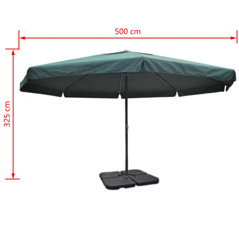Parasol ogrodowy z przenośną, aluminiową podstawą, zielony