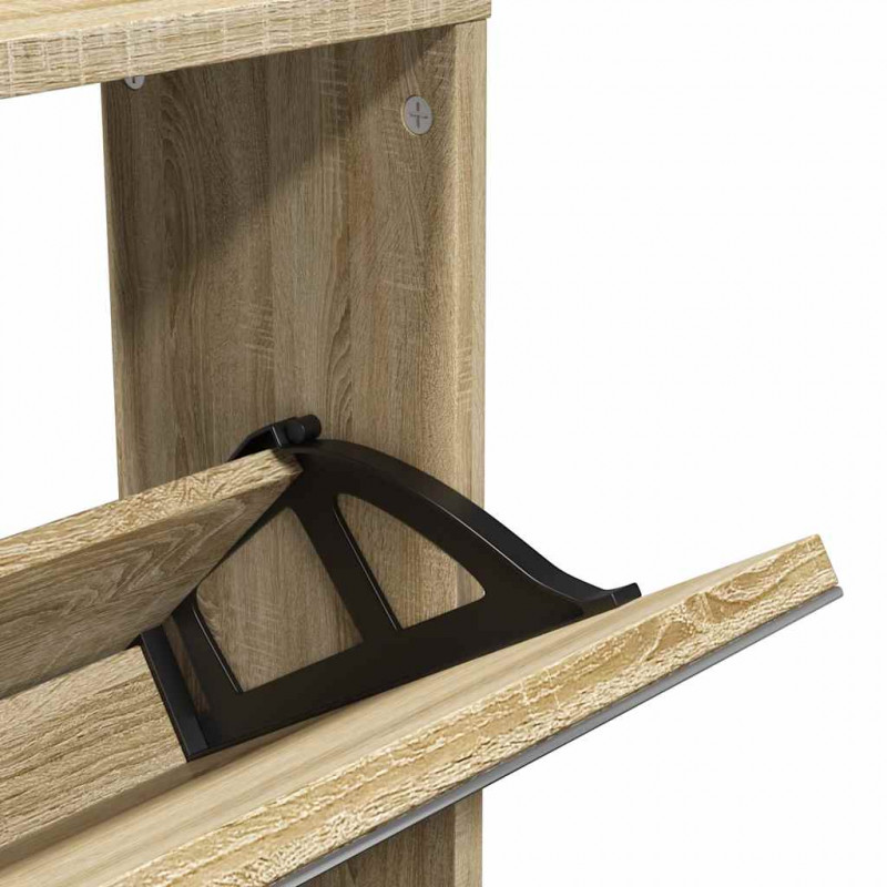 Szafka na buty z 5 półkami i lustrem, kolor dębu, 63x17x169,5