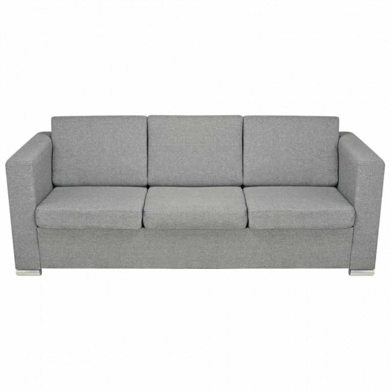 Komplet wypoczynkowy 3+2+1 jasnoszary materiał