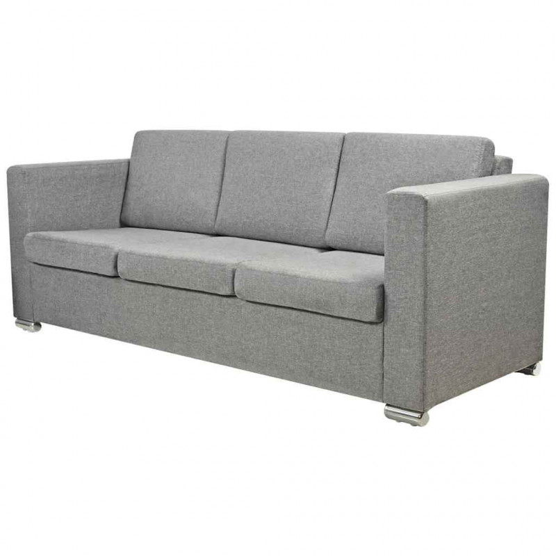 Komplet wypoczynkowy 3+2+1 jasnoszary materiał