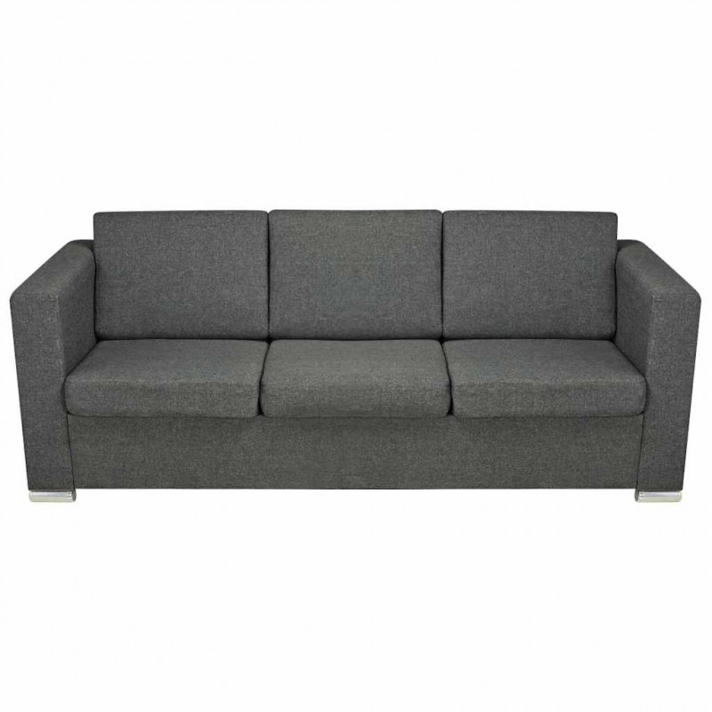 Komplet wypoczynkowy 3+2+1 ciemnoszary materiał