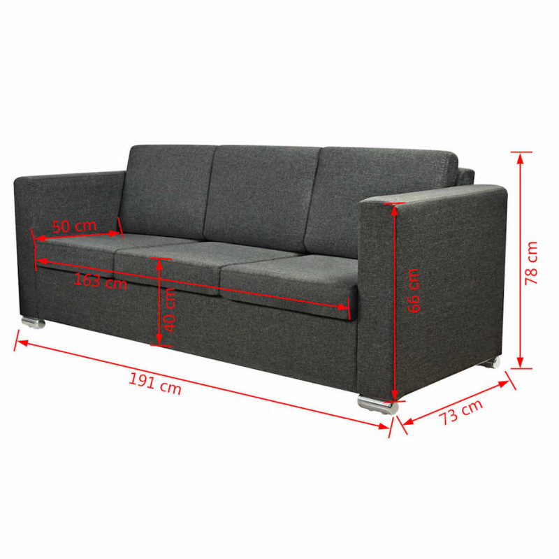 Komplet wypoczynkowy 3+2+1 ciemnoszary materiał