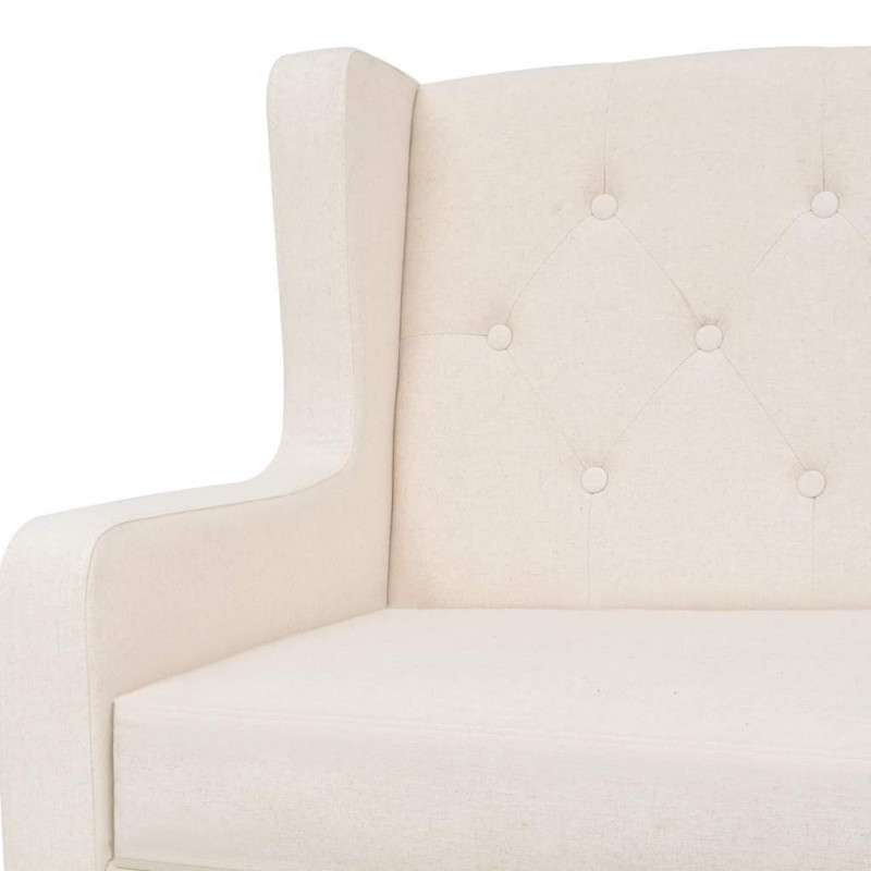 3-częściowy zestaw wypoczynkowy, materiałowy, kremowo-biały