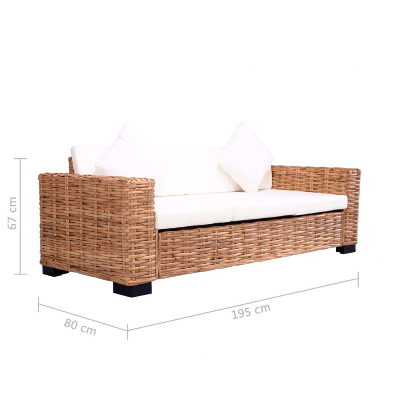 Zestaw 2 sof ogrodowych z poduszkami, naturalny rattan