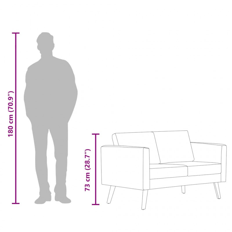 2-osobowa sofa tapicerowana tkaniną, niebieska