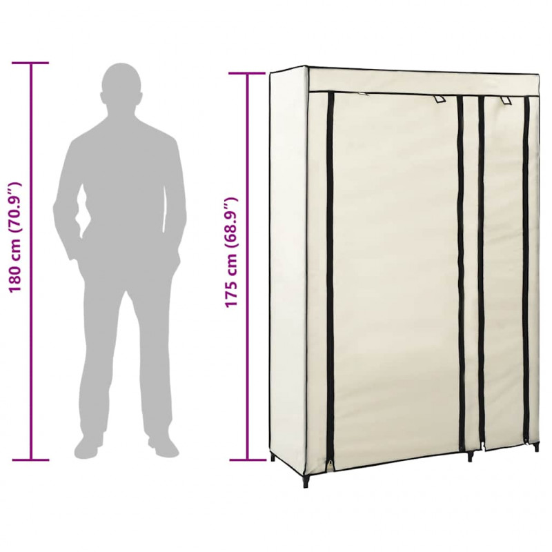 Składane szafy, 2 szt., kremowe, 110 x 45 x 175 cm, tkanina
