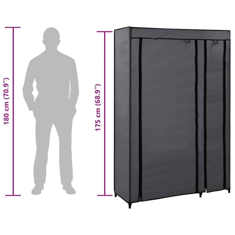 Składane szafy, 2 szt., szare, 110 x 45 x 175 cm, tkanina