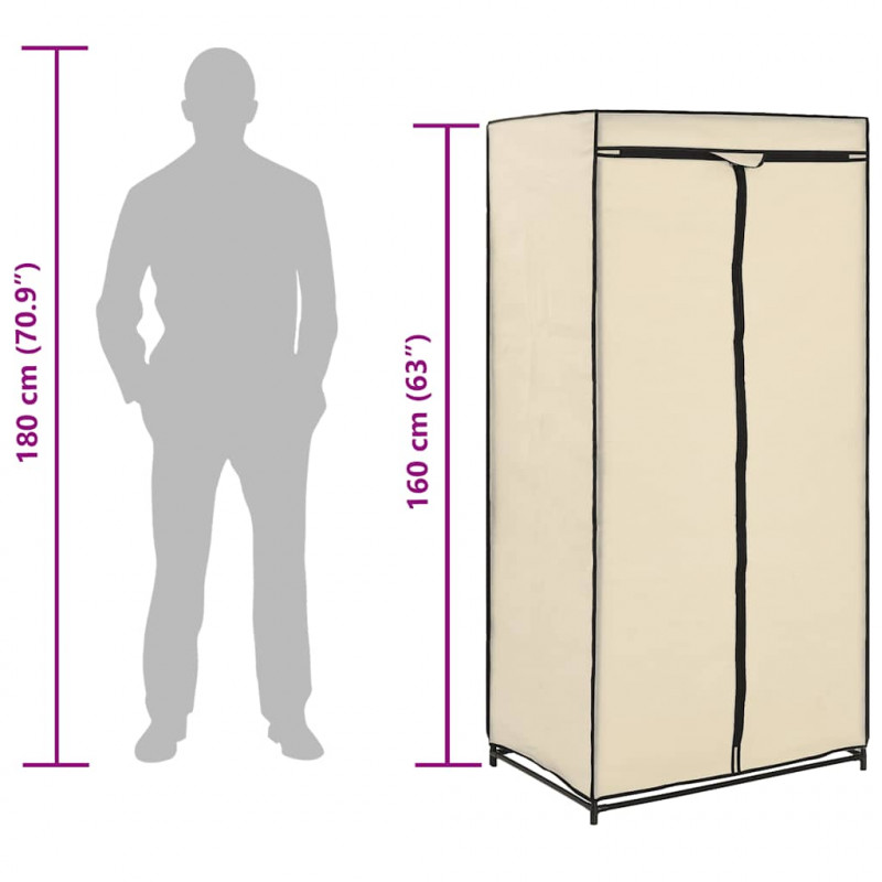 Szafy, 2 szt., kremowe, 75x50x160 cm