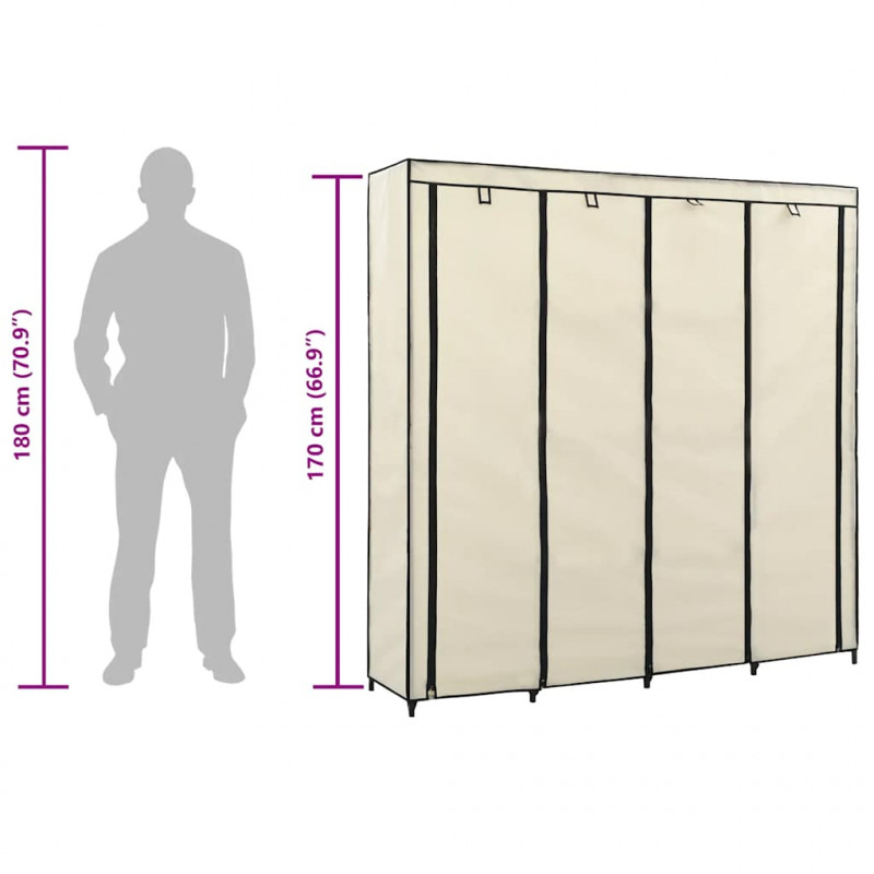 Szafa z 4 przegrodami, kremowa, 175 x 45 x 170 cm