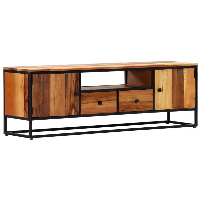 Szafka pod TV, 120x30x40 cm, lite drewno odzyskane i stal