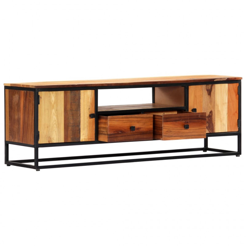 Szafka pod TV, 120x30x40 cm, lite drewno odzyskane i stal