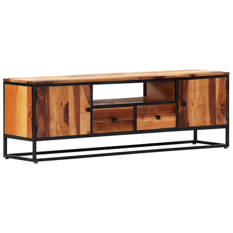 Szafka pod TV, 120x30x40 cm, lite drewno odzyskane i stal