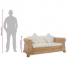 2-osobowa sofa z poduszkami, naturalny rattan