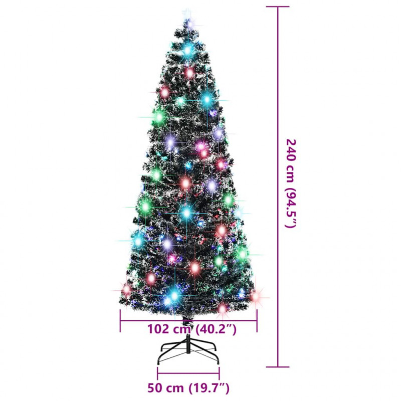 Sztuczna choinka z lampkami i stojakiem 240 cm, włókno optyczne