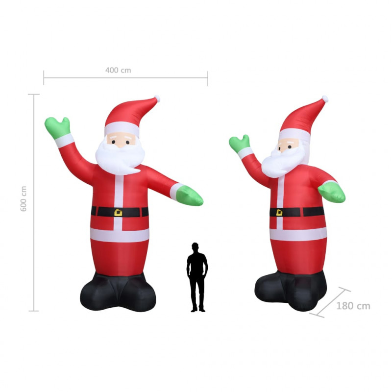 Nadmuchiwany Święty Mikołaj z LED, IP20, 600 cm, XXL
