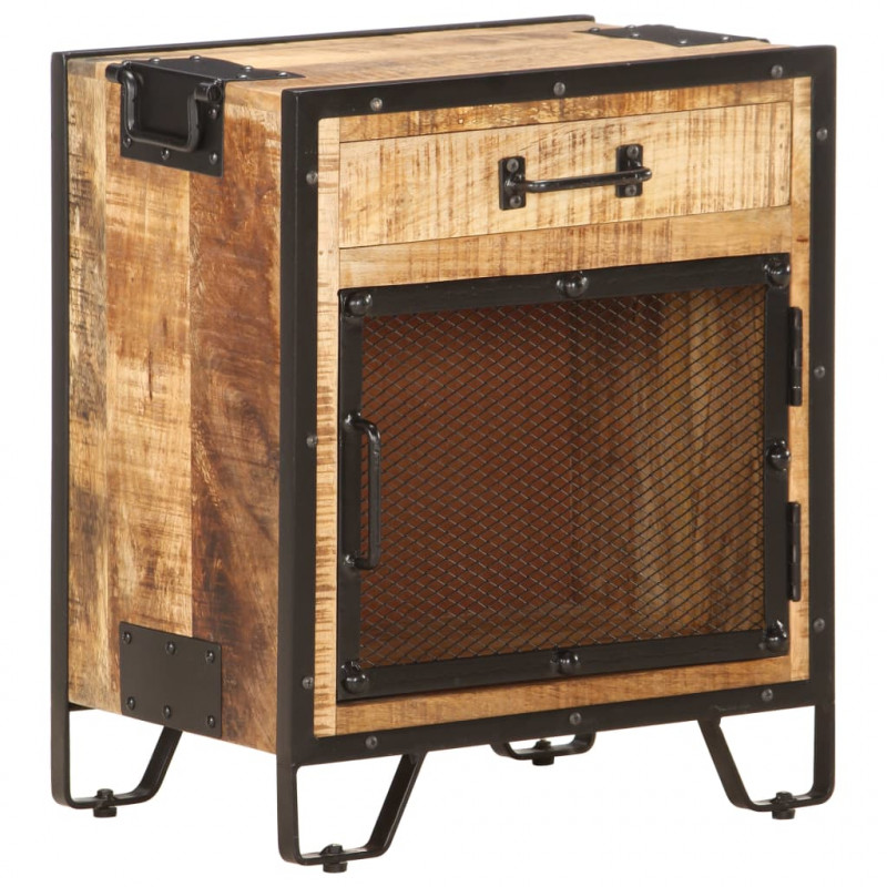 Szafka nocna, 43x30x51 cm, lite, surowe drewno mango
